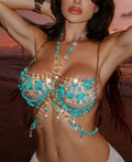 Blue Pearls Beaded Bra Top