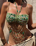 Green Pearl Beaded Bra Top