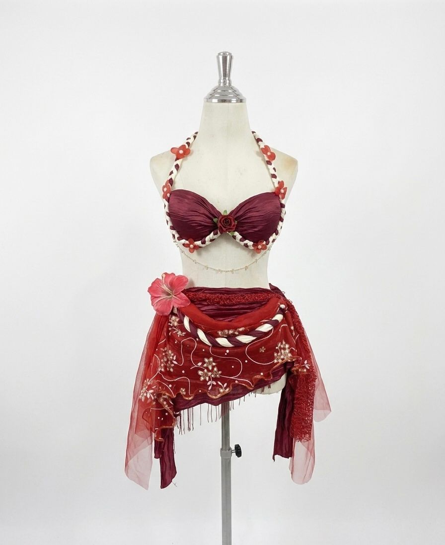 Bordeaux Rose Mermaid Swimwear Set