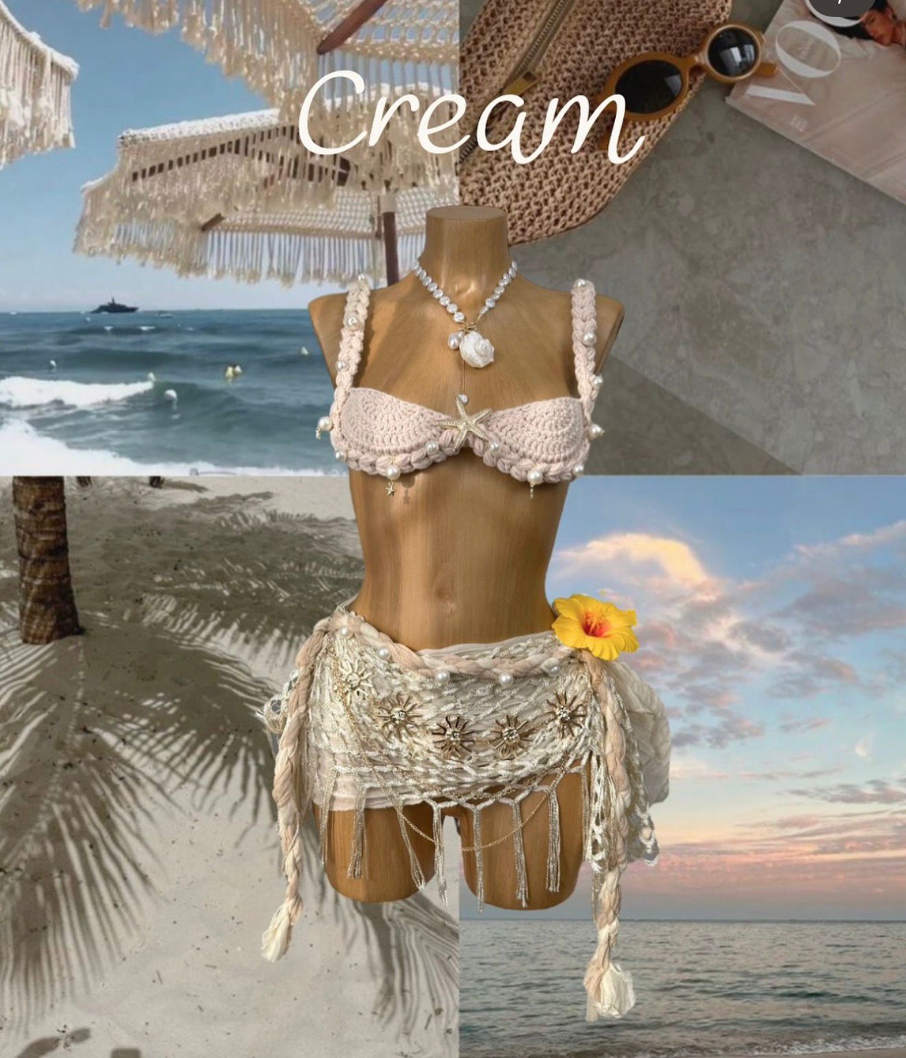 Cream Sun Crochet Swimwear Set – Whitmoreswimwear