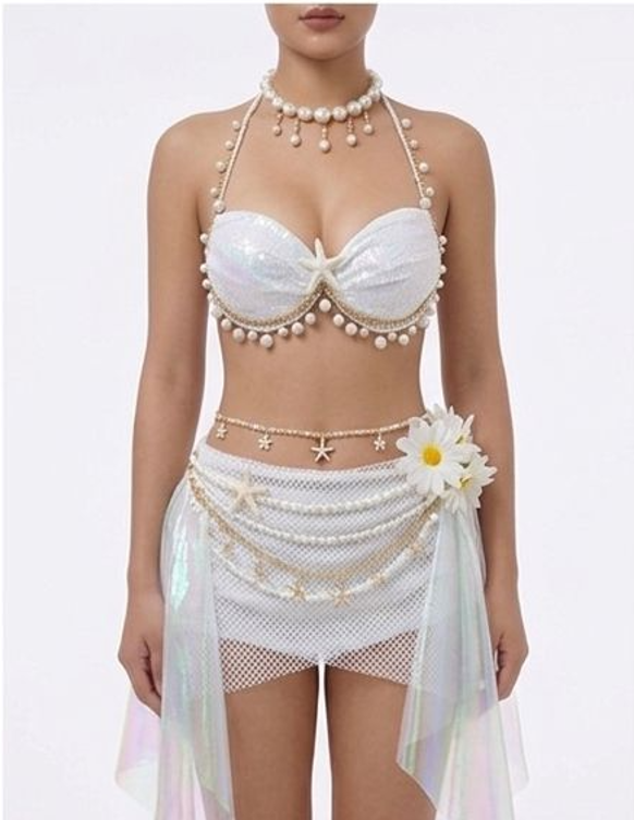 White Classic Mermaid Swimwear Set