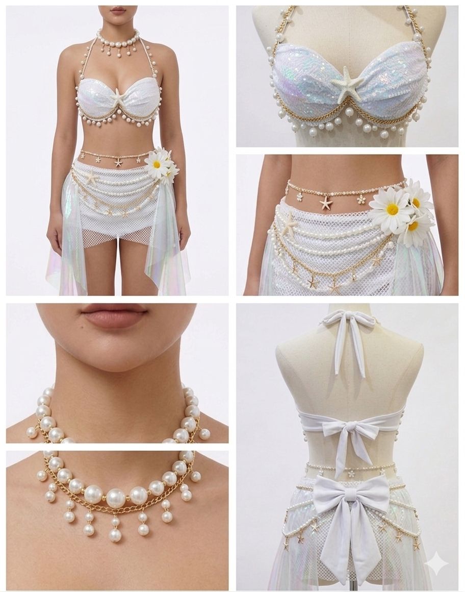 White Classic Mermaid Swimwear Set